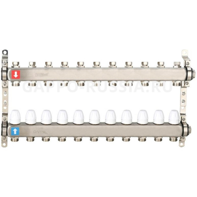 Коллектор регулируемый с запорными клапанами GAPPO G428,11 11-вых.x1